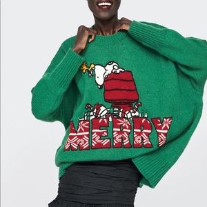 Zara Oversized Snoopy Merry Sweater 🎄